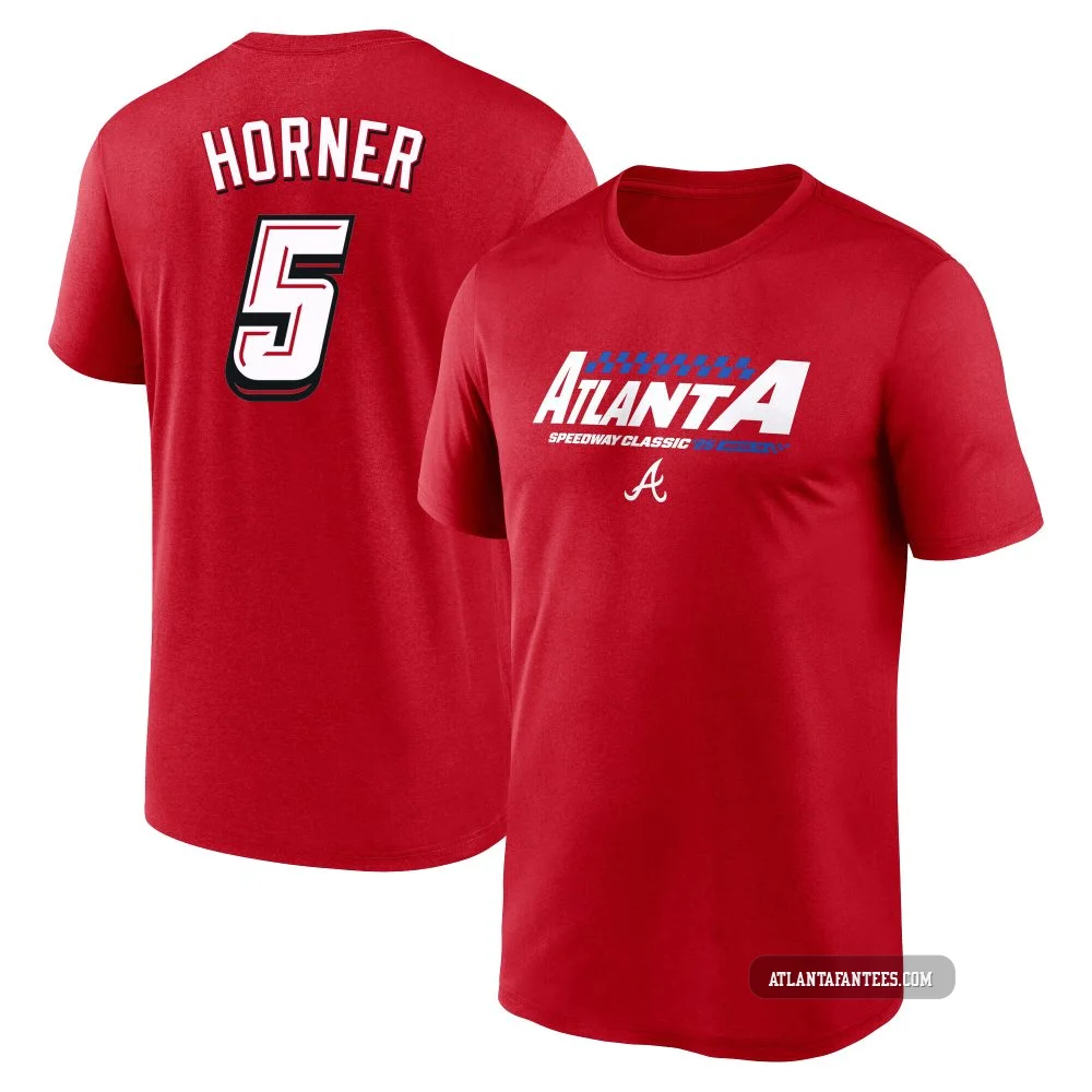 Bob Horner ＃5 Atlanta Braves Legend Men's Red 2025 Speedway Classic Performance Name & Number T-Shirt