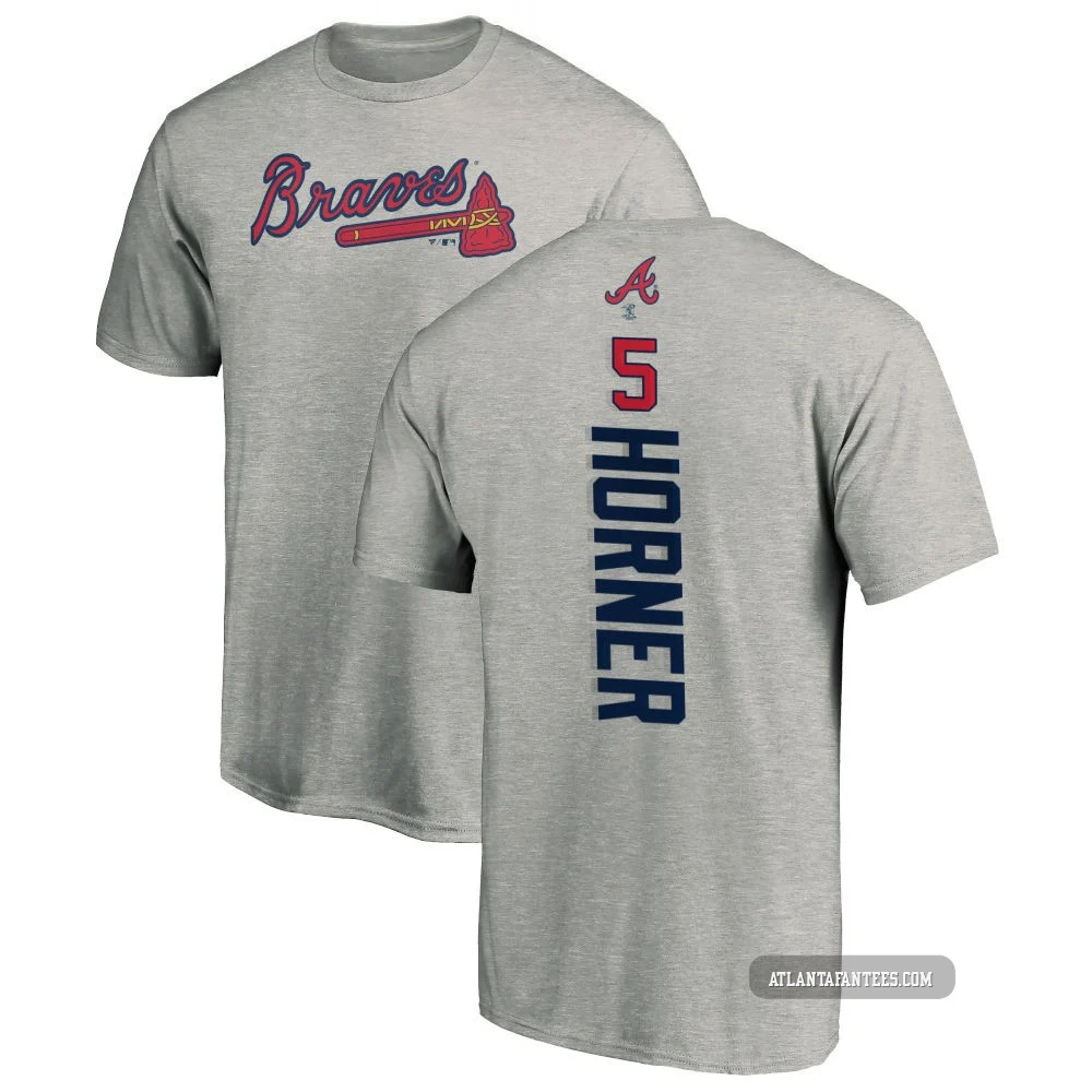 Bob Horner ＃5 Atlanta Braves Men's Backer T-Shirt - Ash
