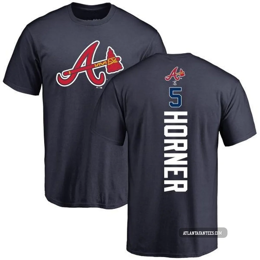 Bob Horner ＃5 Atlanta Braves Men's Navy Backer T-Shirt -