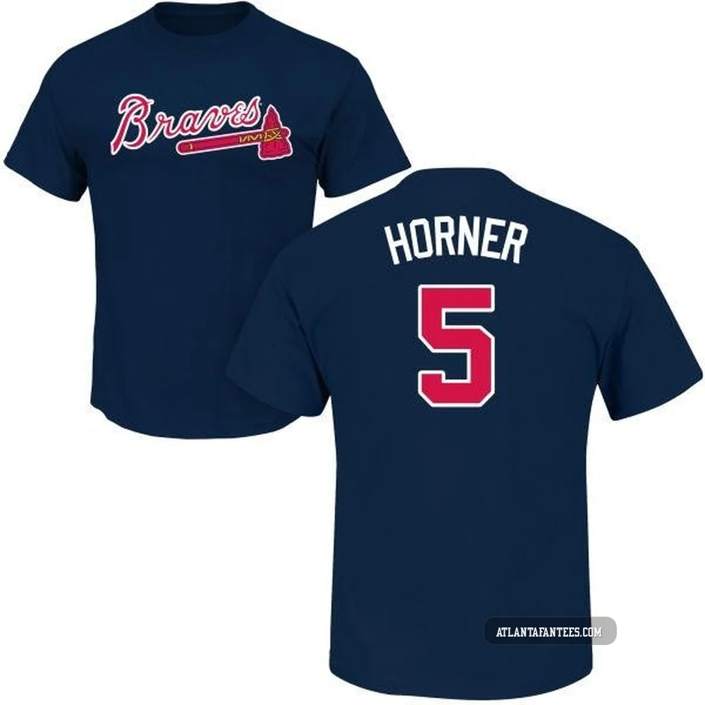 Bob Horner ＃5 Atlanta Braves Men's Navy Roster Name & Number T-Shirt -