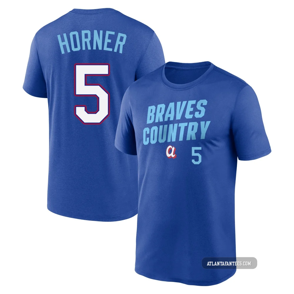 Bob Horner ＃5 Atlanta Braves Men's Royal 2026 City Connect Team Phrase Script Name & Number T-Shirt