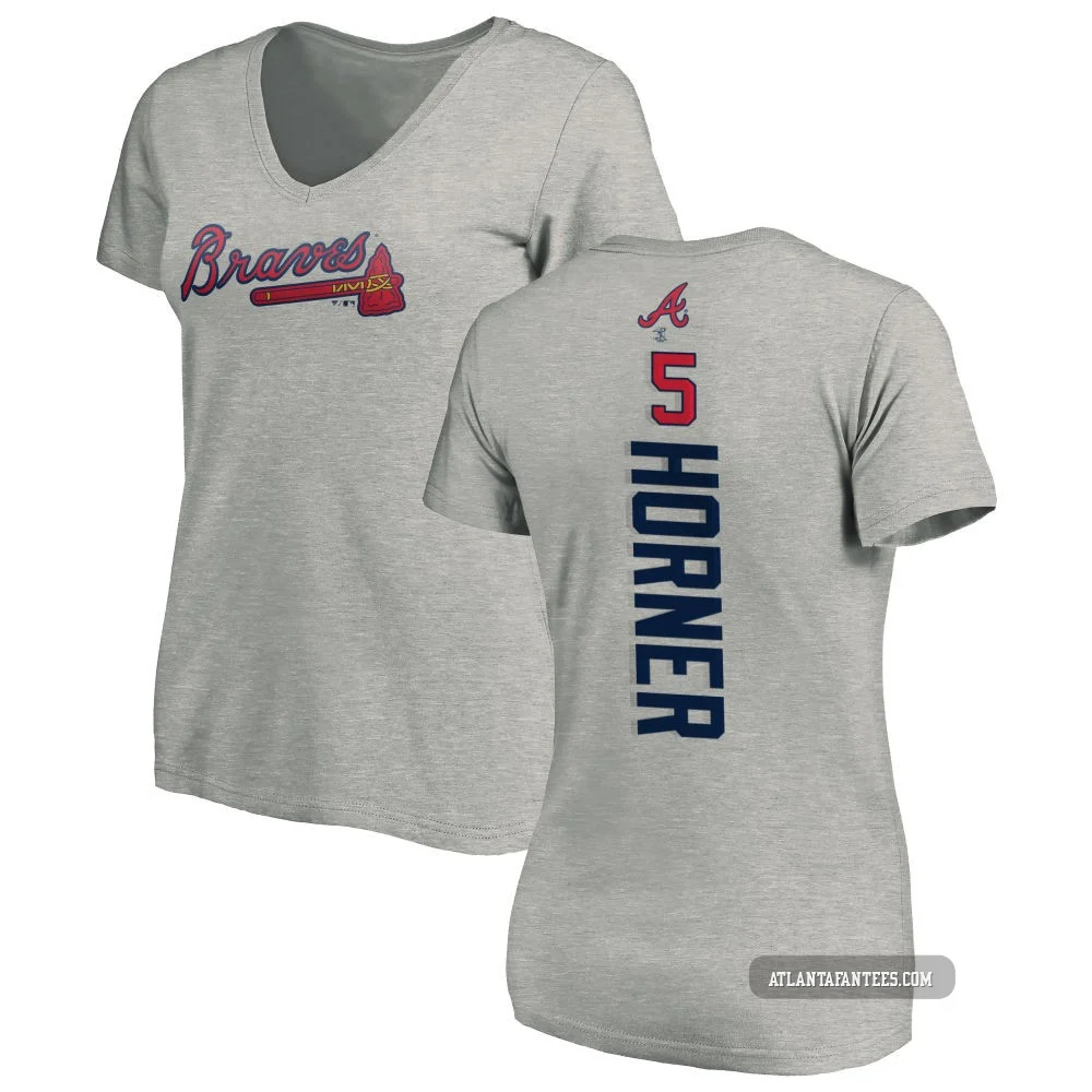 Bob Horner ＃5 Atlanta Braves Women's Backer Slim Fit T-Shirt - Ash