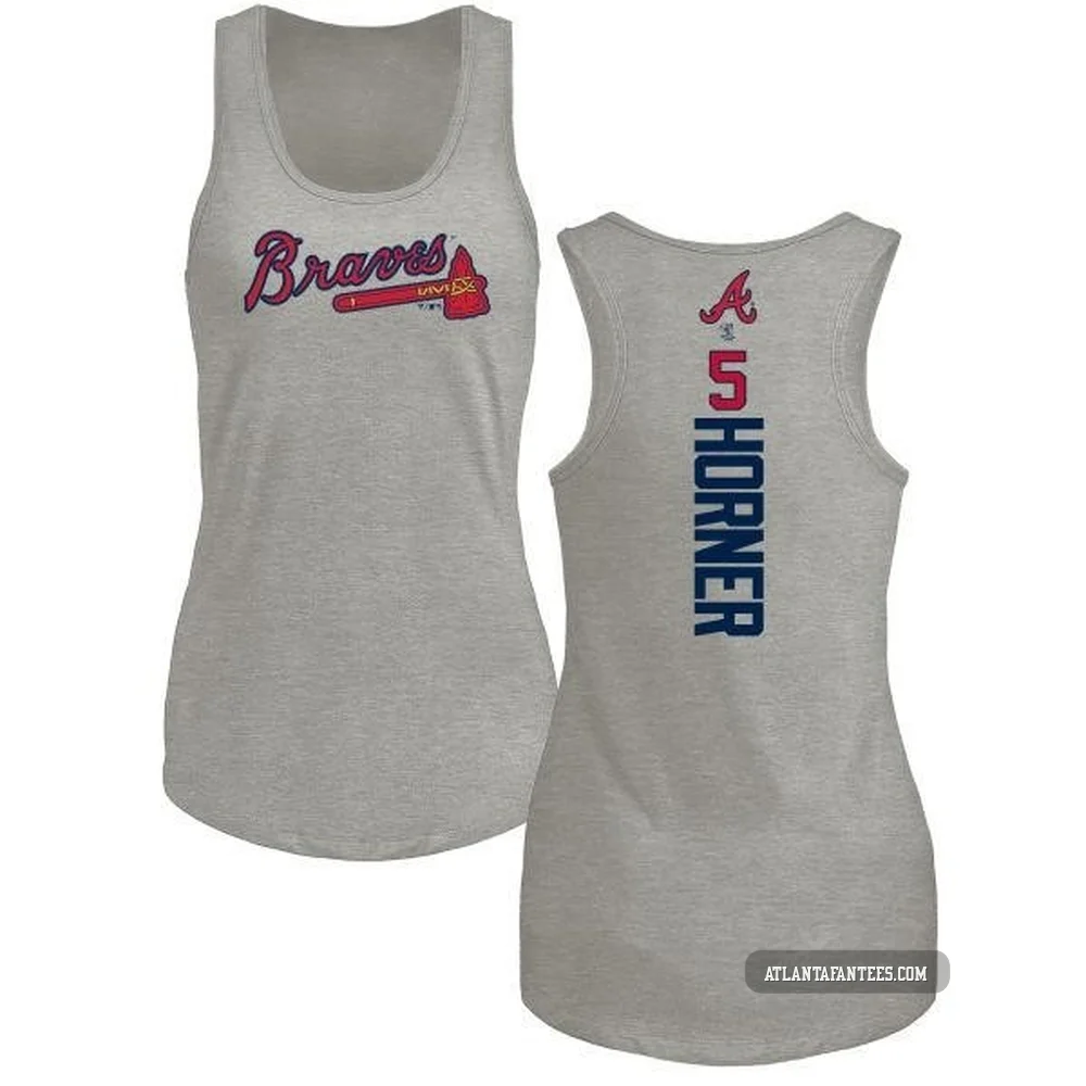 Bob Horner ＃5 Atlanta Braves Women's Backer Tri-Blend Tank Top - Ash
