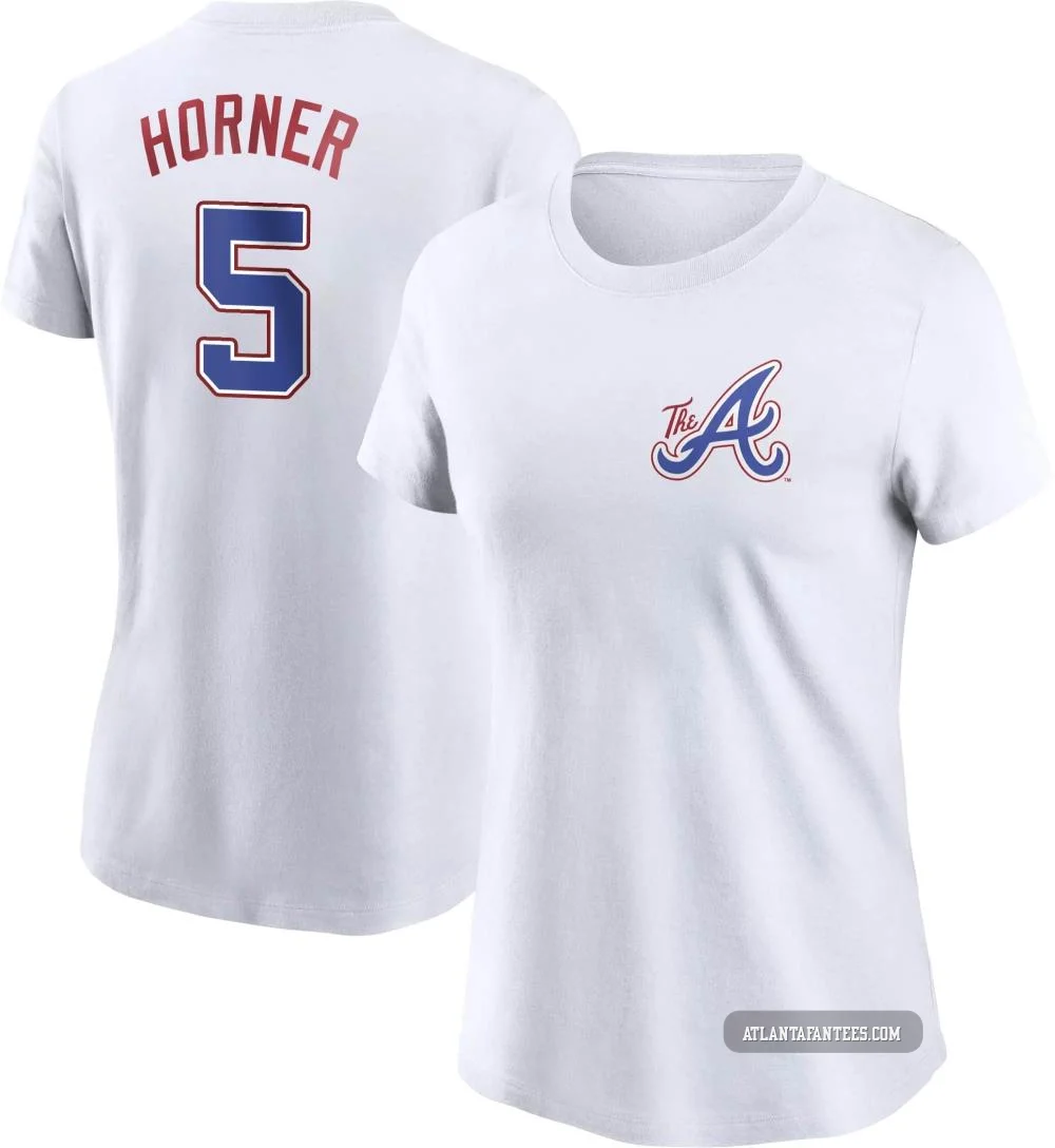 Bob Horner ＃5 Atlanta Braves Women's White 2023 City Connect Name & Number T-Shirt