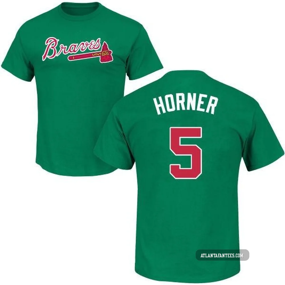 Bob Horner ＃5 Atlanta Braves Youth Green St. Patrick's Day Roster Name & Number T-Shirt -