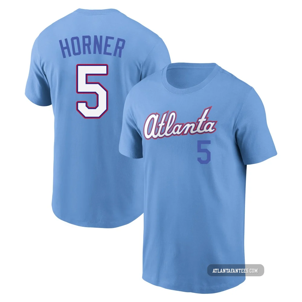 Bob Horner ＃5 Atlanta Braves Youth Light Blue 2026 City Connect Name & Number T-Shirt
