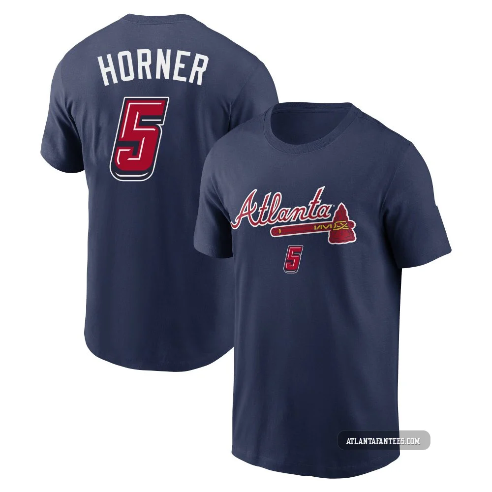 Bob Horner ＃5 Atlanta Braves Youth Navy 2025 Speedway Classic Name & Number T-Shirt