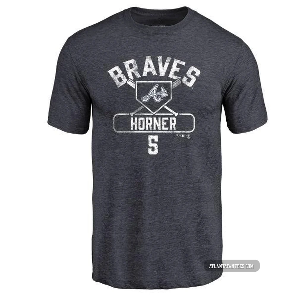 Bob Horner ＃5 Atlanta Braves Youth Navy Base Runner Tri-Blend T-Shirt -