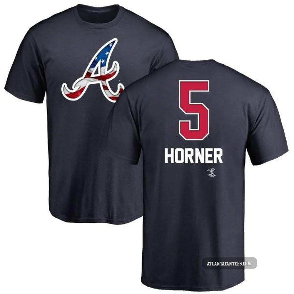 Bob Horner ＃5 Atlanta Braves Youth Navy Name and Number Banner Wave T-Shirt -