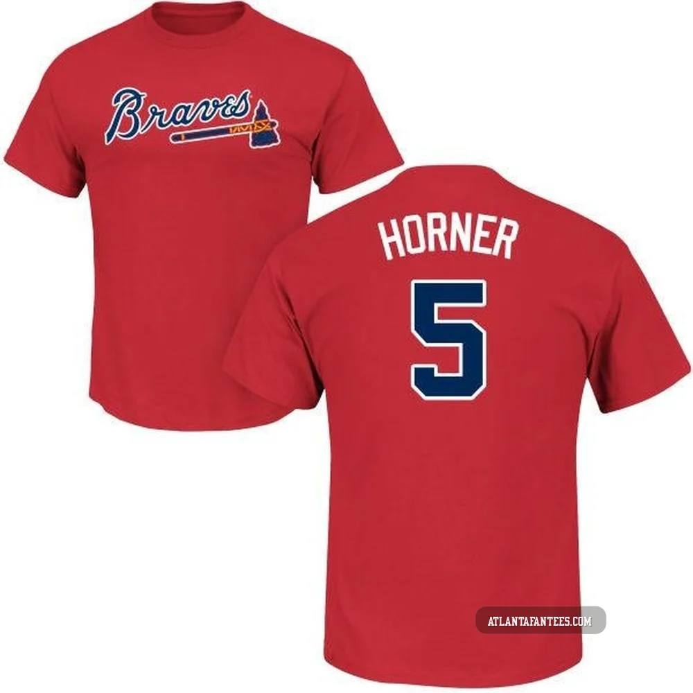 Bob Horner ＃5 Atlanta Braves Youth Red Roster Name & Number T-Shirt -