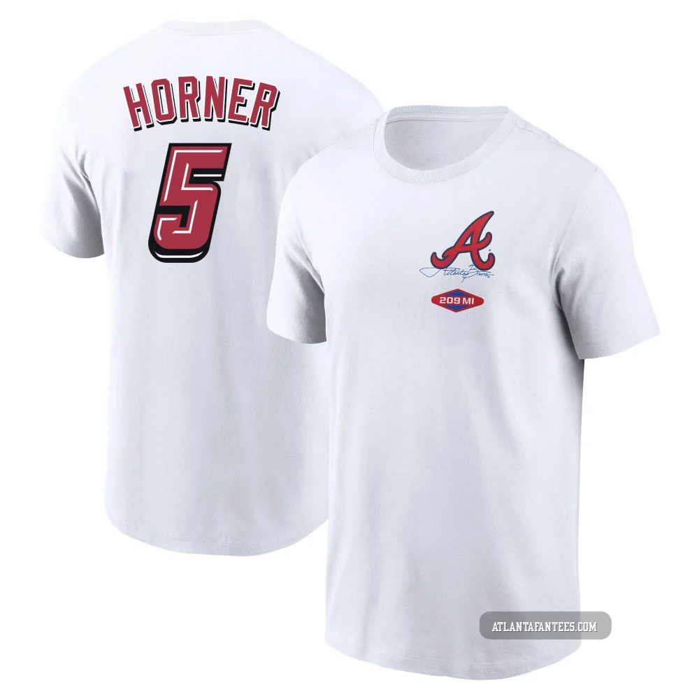 Bob Horner ＃5 Atlanta Braves Youth White 2025 Speedway Classic Name & Number T-Shirt